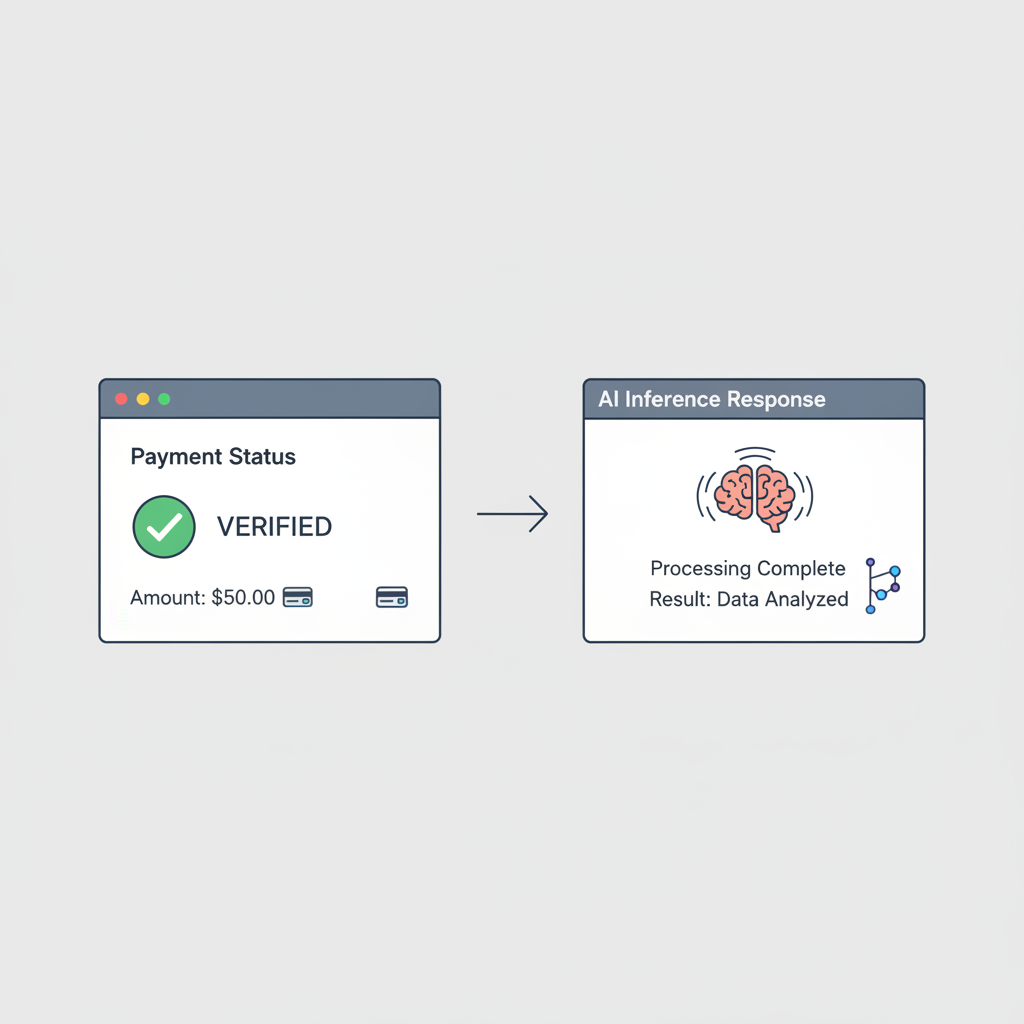 Server dashboard showing verified payment leading to AI inference response