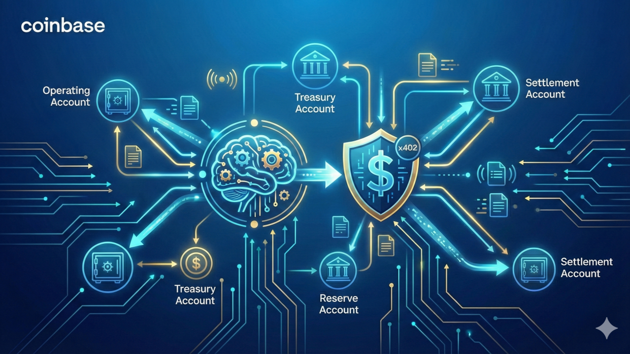 Illustration of AI agents exchanging micropayments via x402 protocol in a futuristic digital network